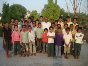 Bala Sundaram and children in India during Peter's visit.