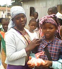 Children receiving gifts