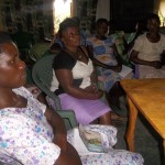 Widows in training for sewing work