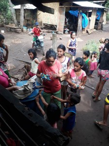 People receiving food
