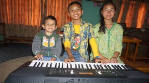 Children home with keyboard